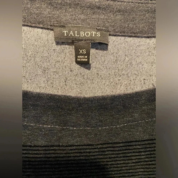 Talbots Luxe Velour Charcoal & Black Color-block Soft Top Women’s X-Small NWT - Picture 3 of 9